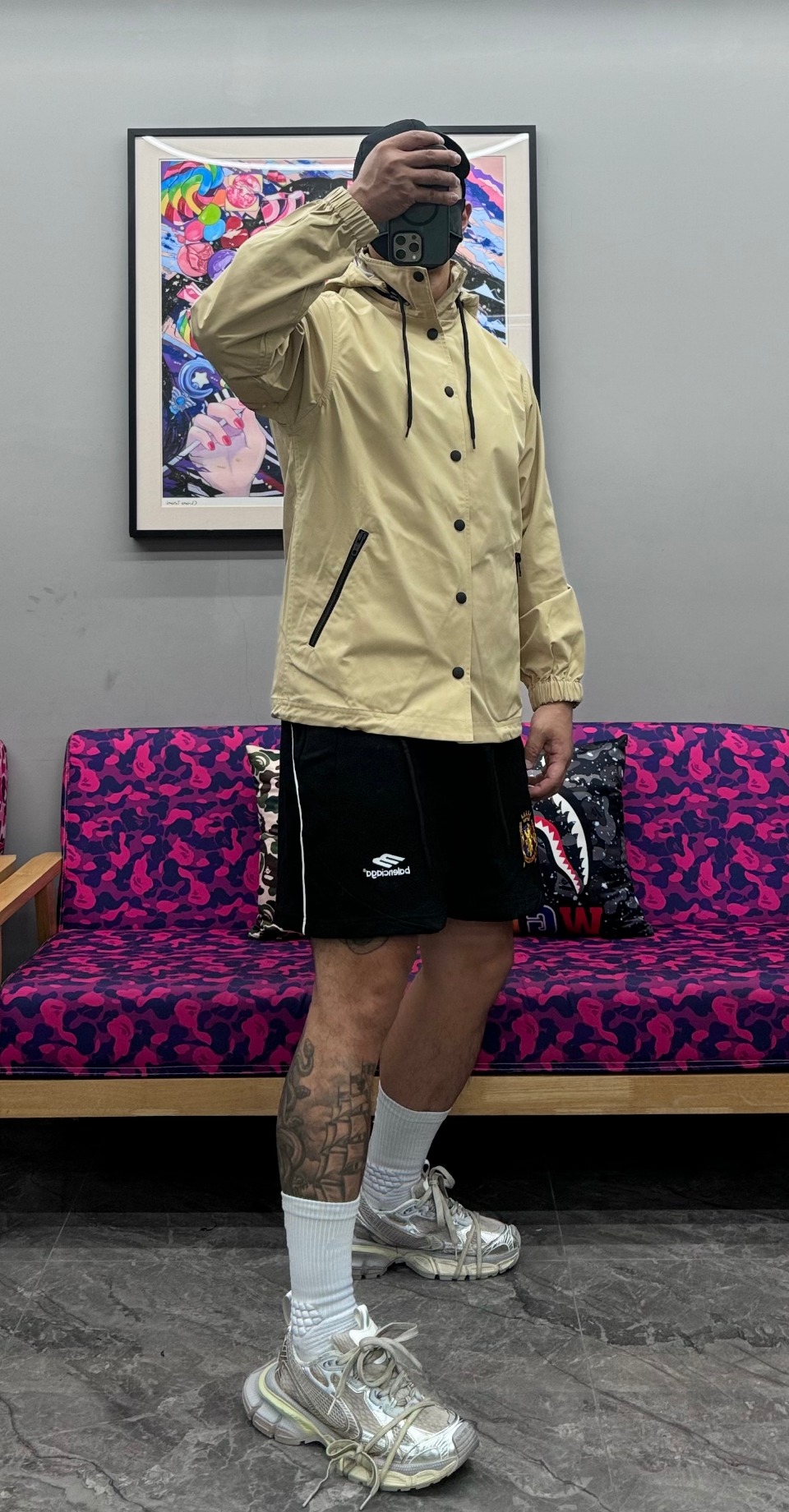 Balenciaga 23 Hooded Stand-Up Collar With Letters On The Back Jacket Yellow