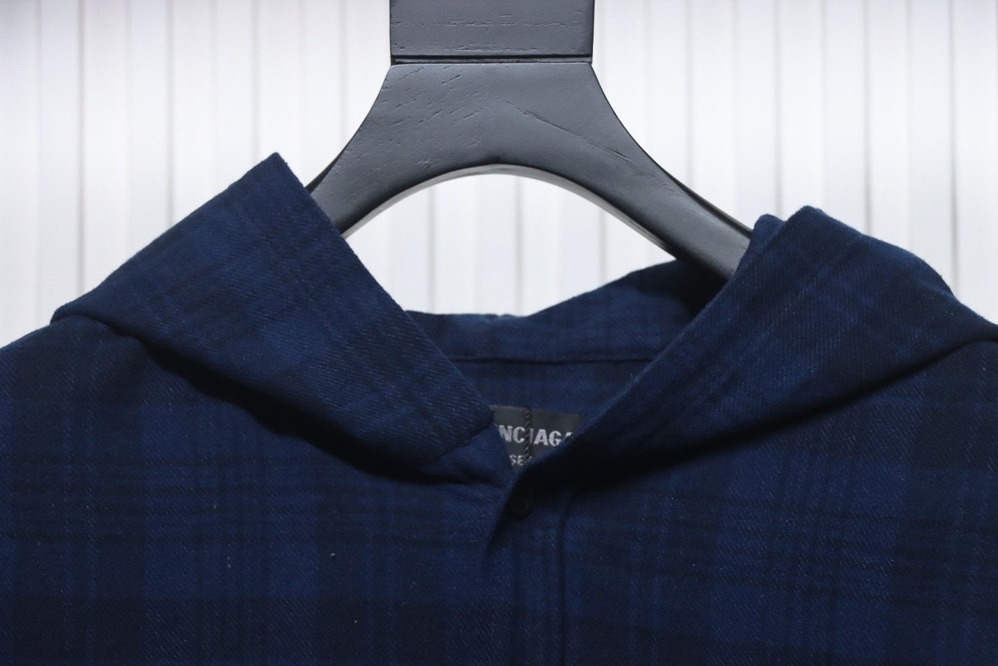 Balenciaga 23AW Flannel Plaid Hooded Jacket