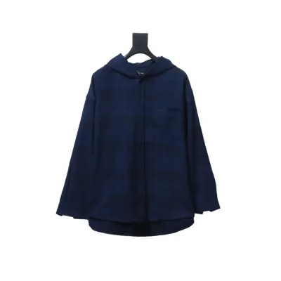Balenciaga 23AW Flannel Plaid Hooded Jacket 01