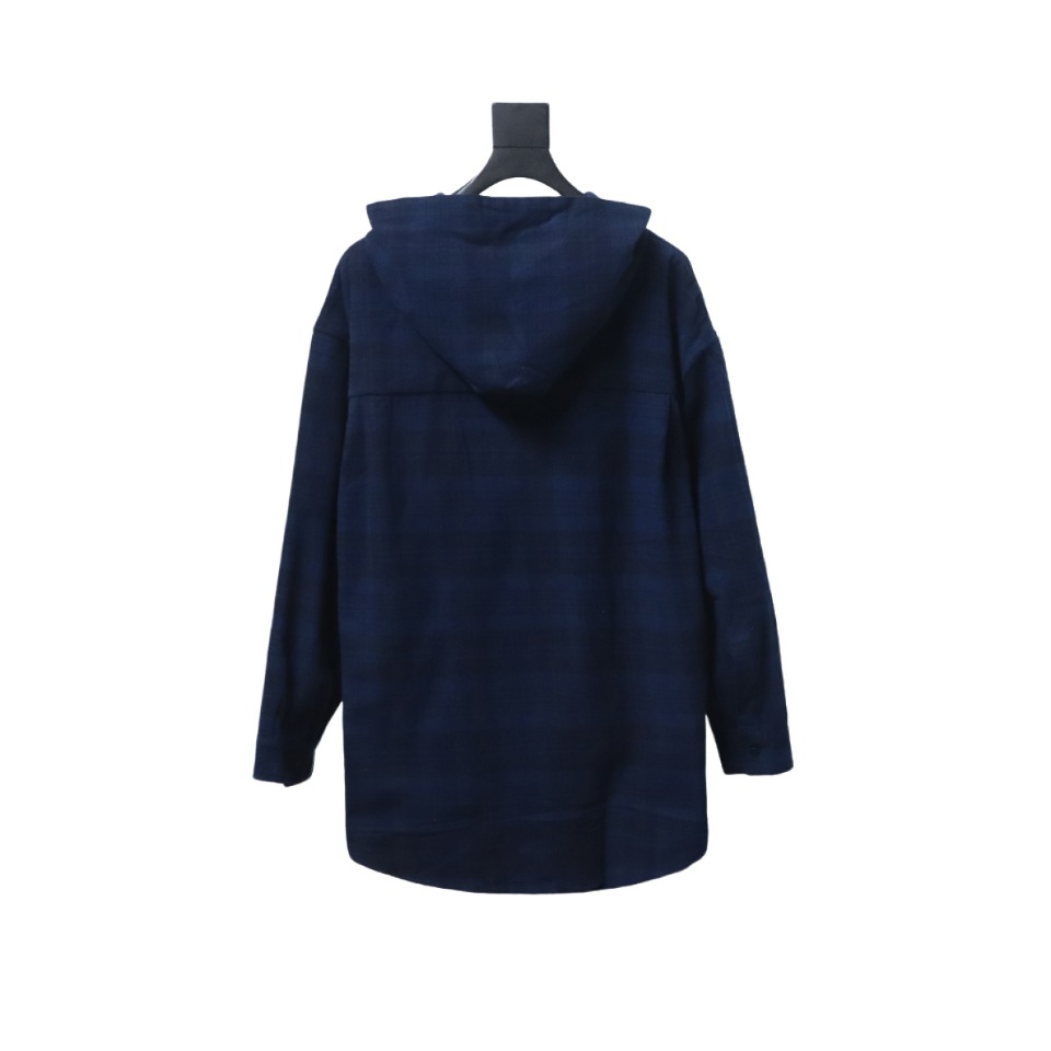 Balenciaga 23AW Flannel Plaid Hooded Jacket