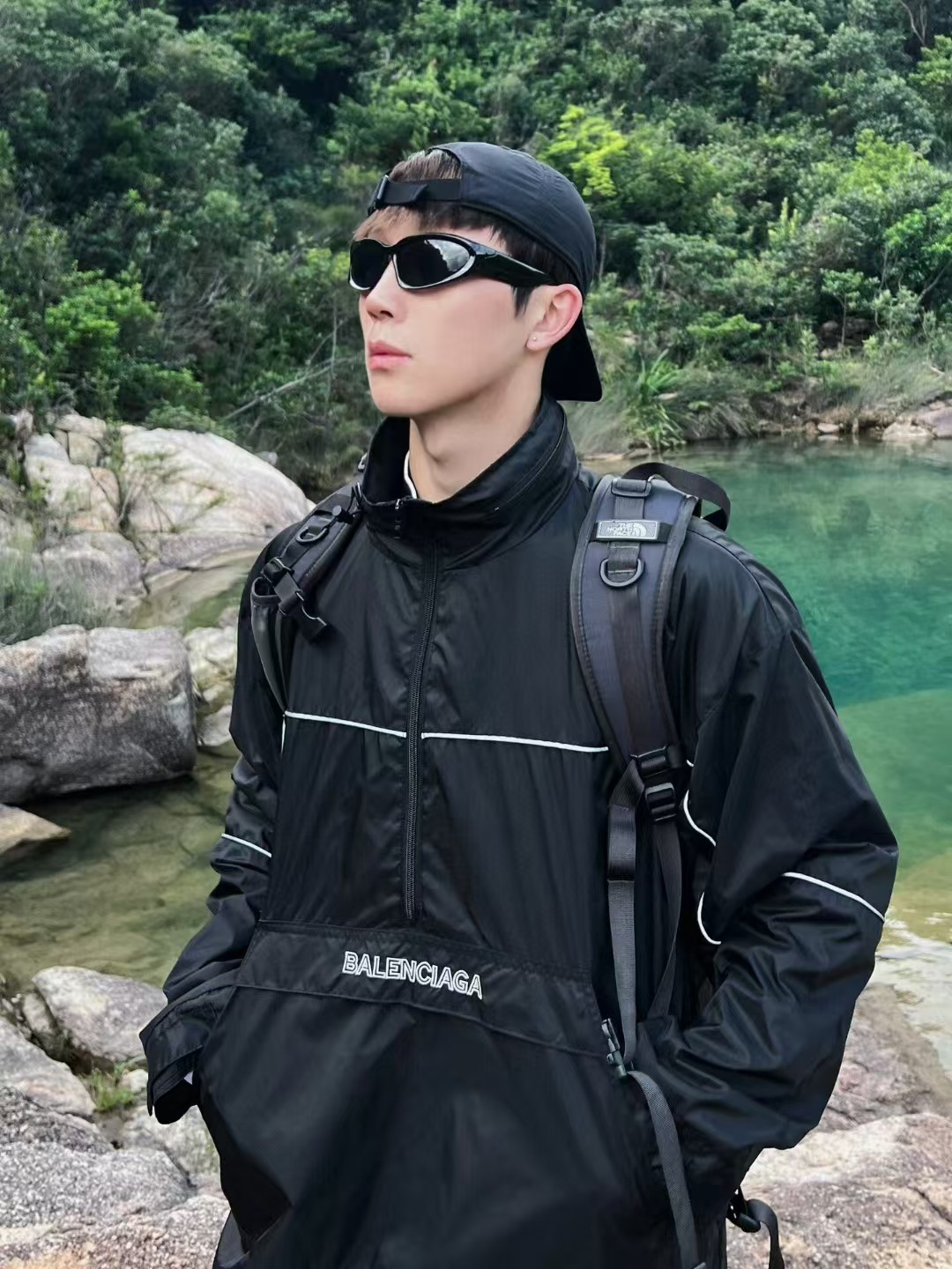 Balenciaga 23FW Half Zip Jacket With Stowable Hood