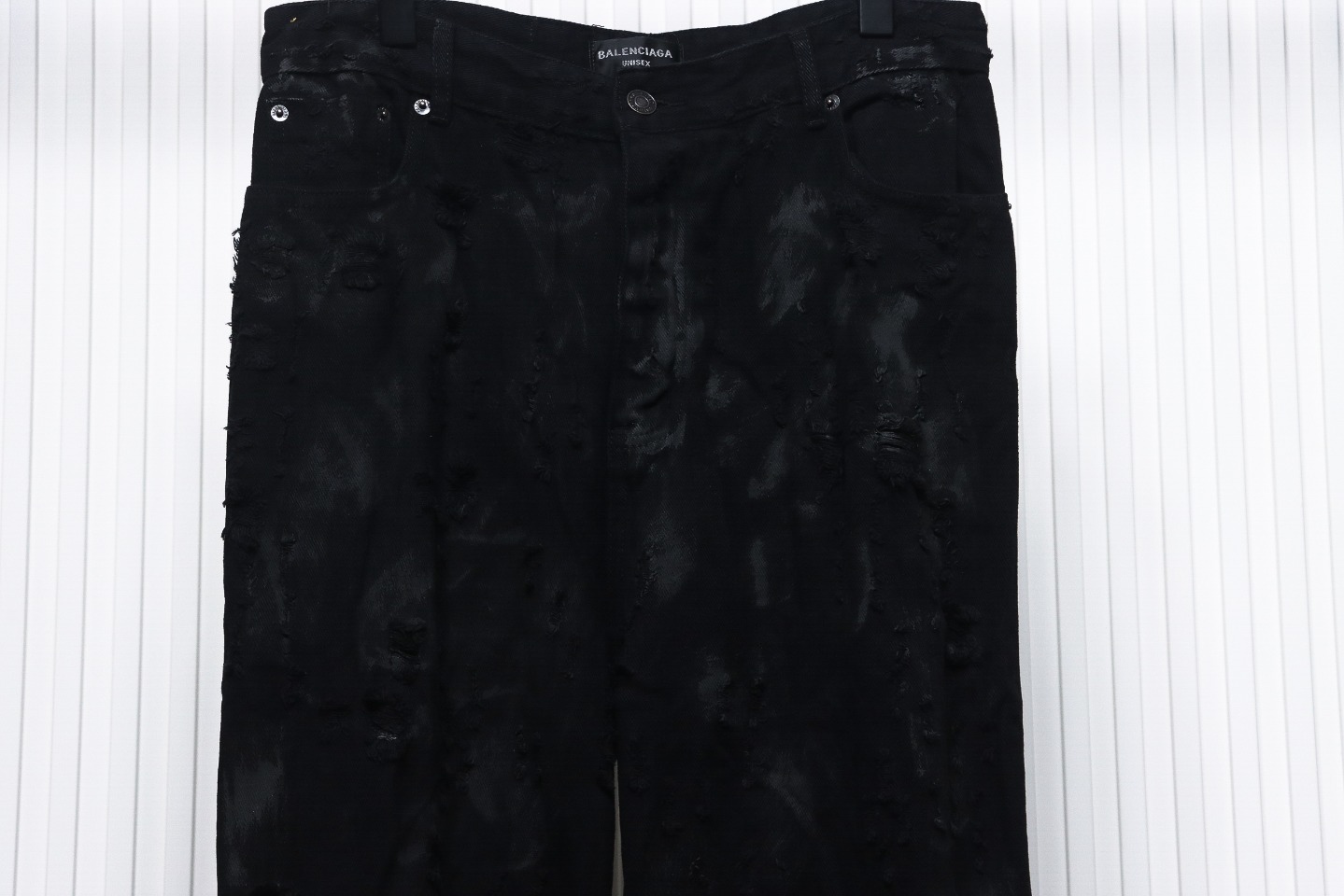 Balenciaga 23ss Show Mud-Dyed Knife-Cut Damaged Jeans