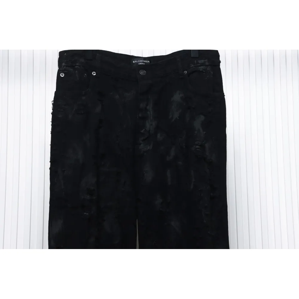 Balenciaga 23ss Show Mud-Dyed Knife-Cut Damaged Jeans