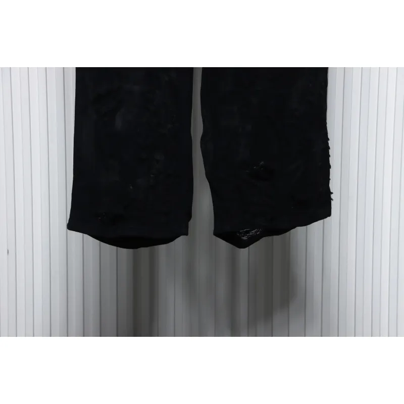 Balenciaga 23ss Show Mud-Dyed Knife-Cut Damaged Jeans