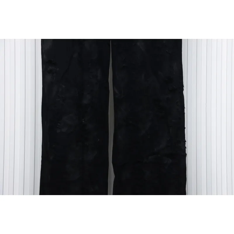 Balenciaga 23ss Show Mud-Dyed Knife-Cut Damaged Jeans