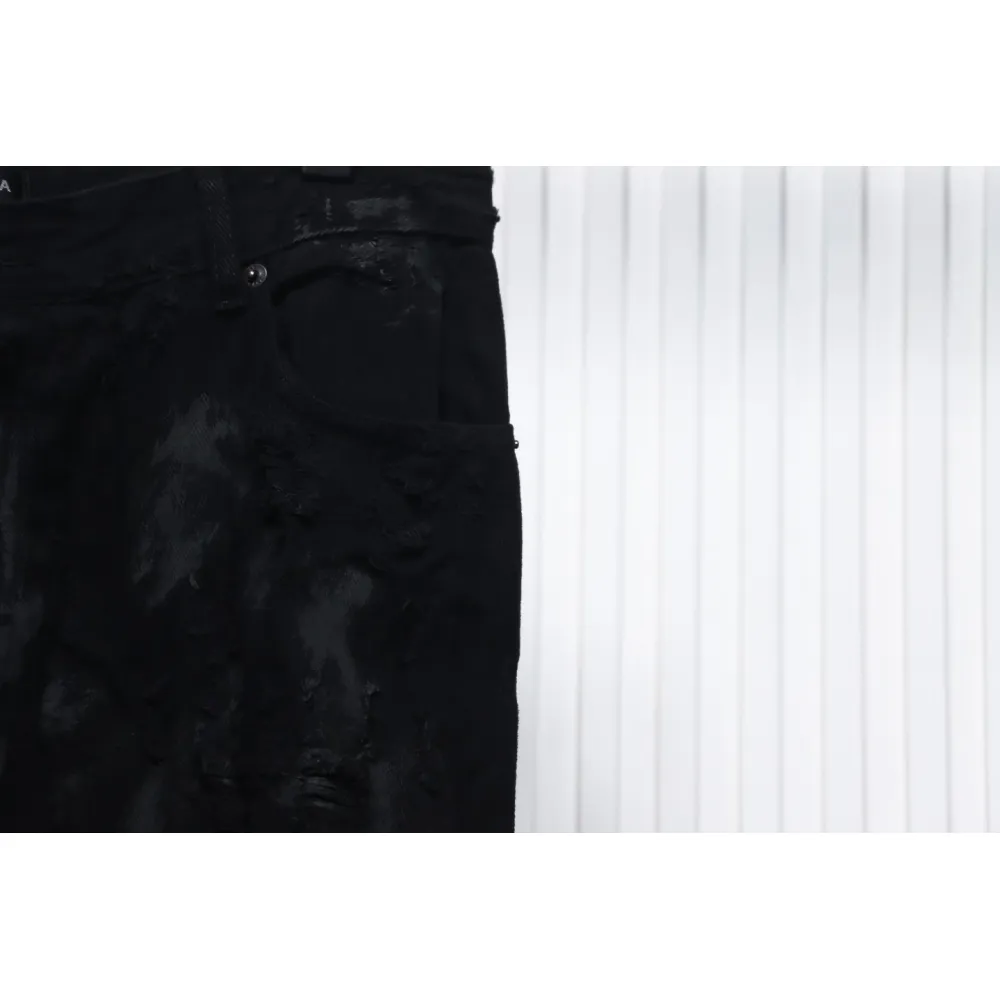 Balenciaga 23ss Show Mud-Dyed Knife-Cut Damaged Jeans