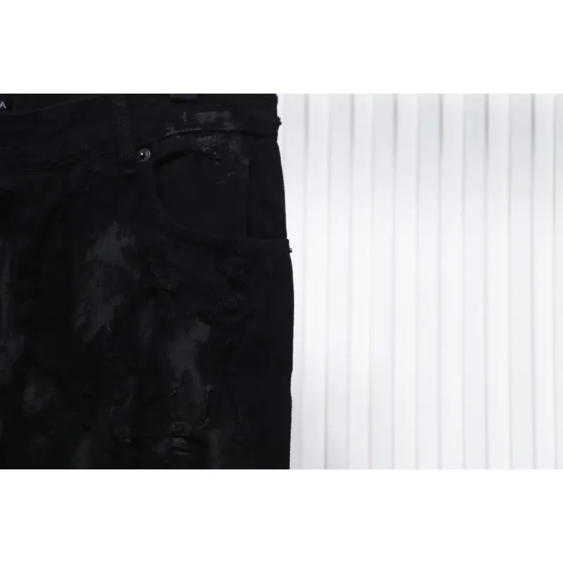 Balenciaga 23ss Show Mud-Dyed Knife-Cut Damaged Jeans