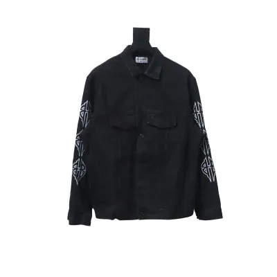 Balenciaga 23SS Washed Sanskrit Tower Denim Jacket 01