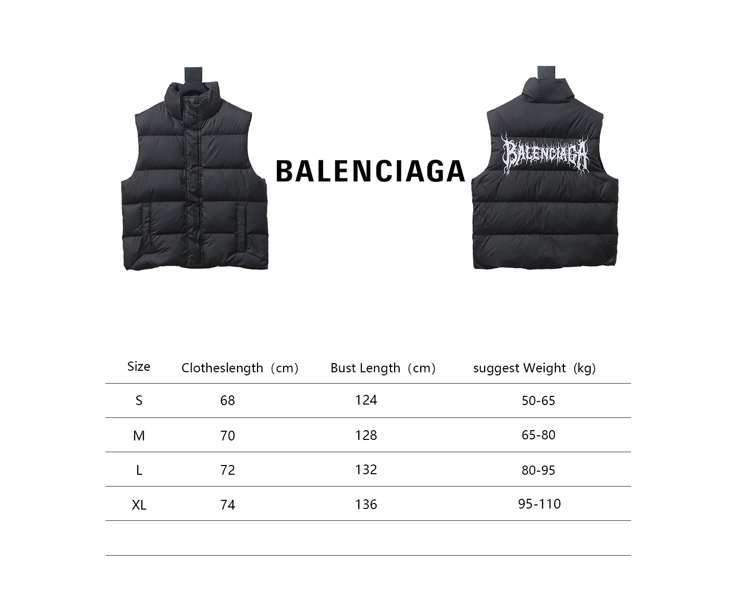 Balenciaga 24 Styles Of Flame Back Down Vest Black