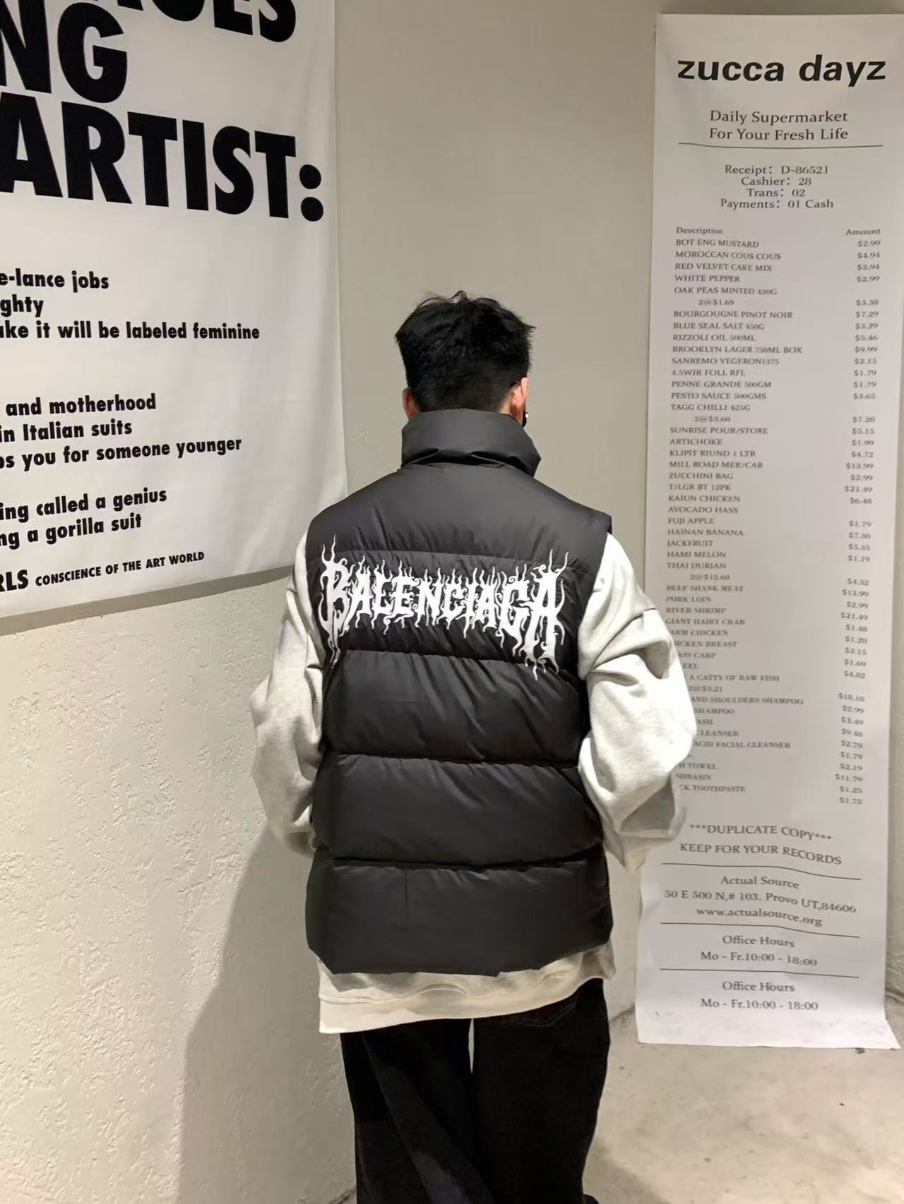 Balenciaga 24 Styles Of Flame Back Down Vest Black