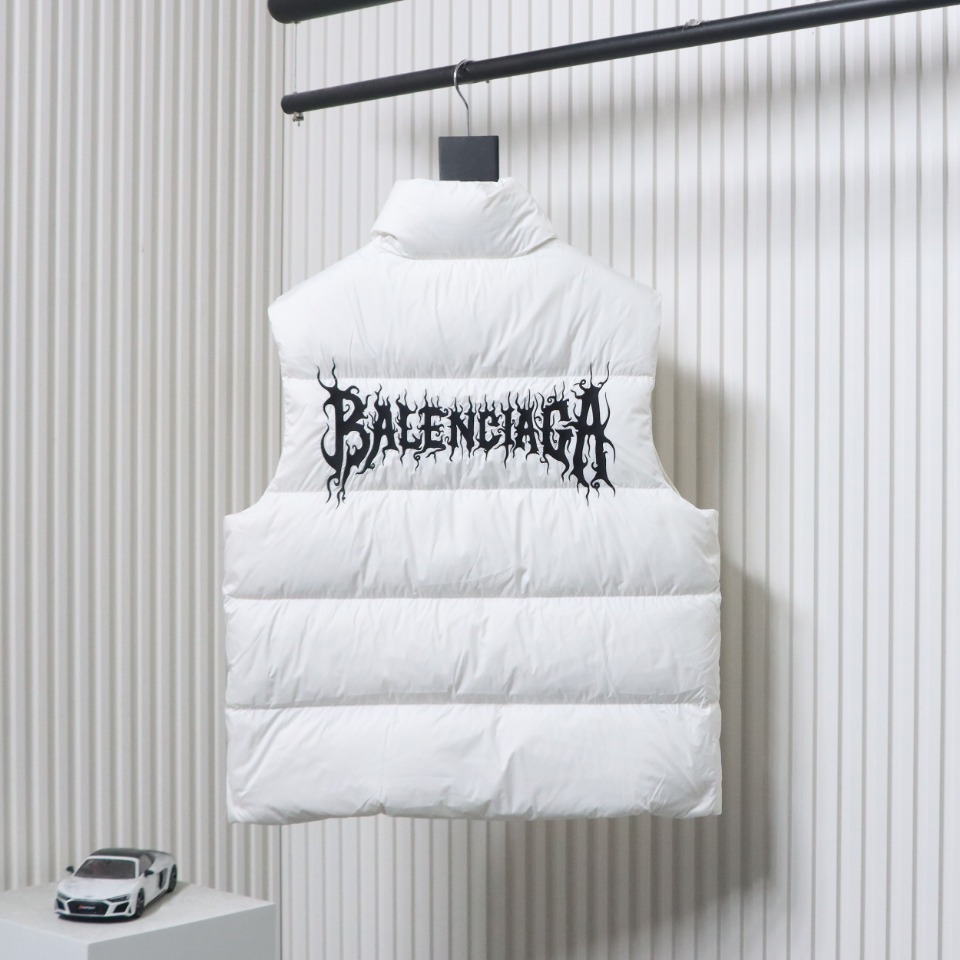 Balenciaga 24 Styles Of Flame Back Down Vest White