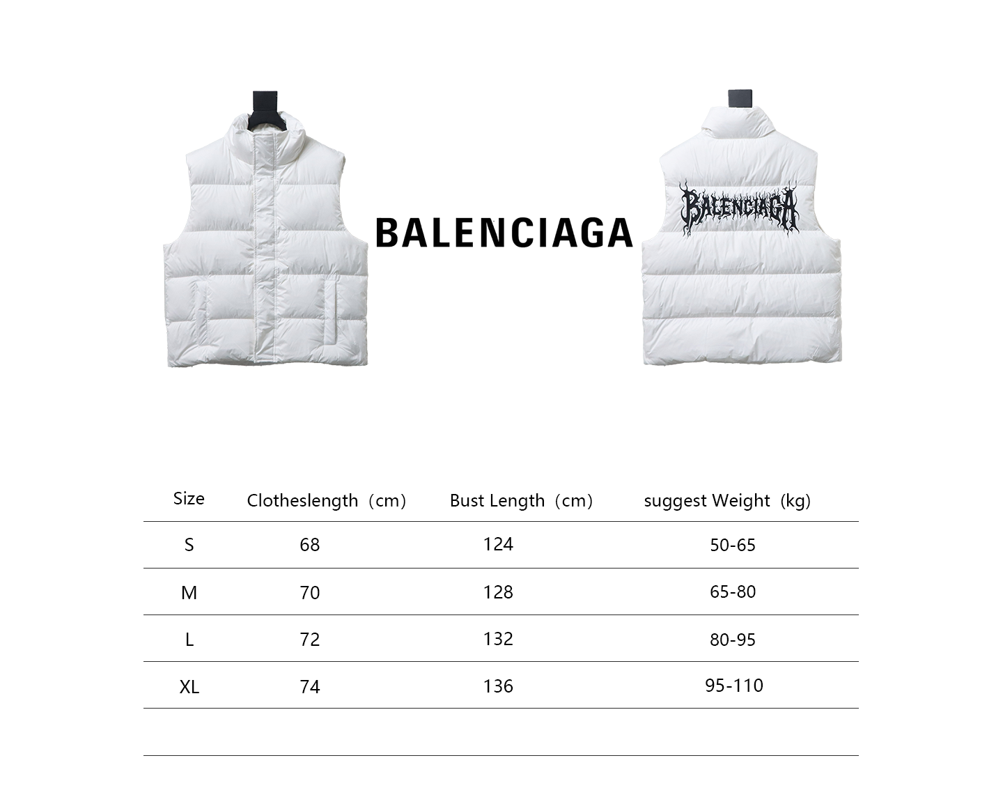 Balenciaga 24 Styles Of Flame Back Down Vest White