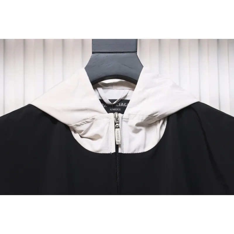 Balenciaga 24FW 3B Red And White Stitching Hooded Sports Suit Jacket