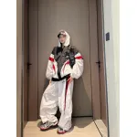 Balenciaga 24FW 3B Red And White Stitching Hooded Sports Suit Jacket