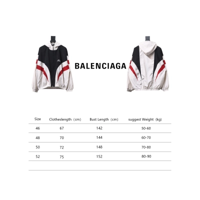 Balenciaga 24FW 3B Red And White Stitching Hooded Sports Suit Jacket 02