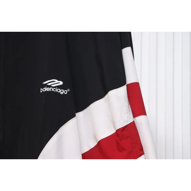 Balenciaga 24FW 3B Red And White Stitching Hooded Sports Suit Jacket