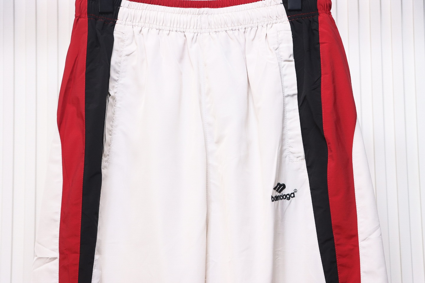 Balenciaga 24FW 3B Red And White Stitching Hooded Sports Suit Trousers