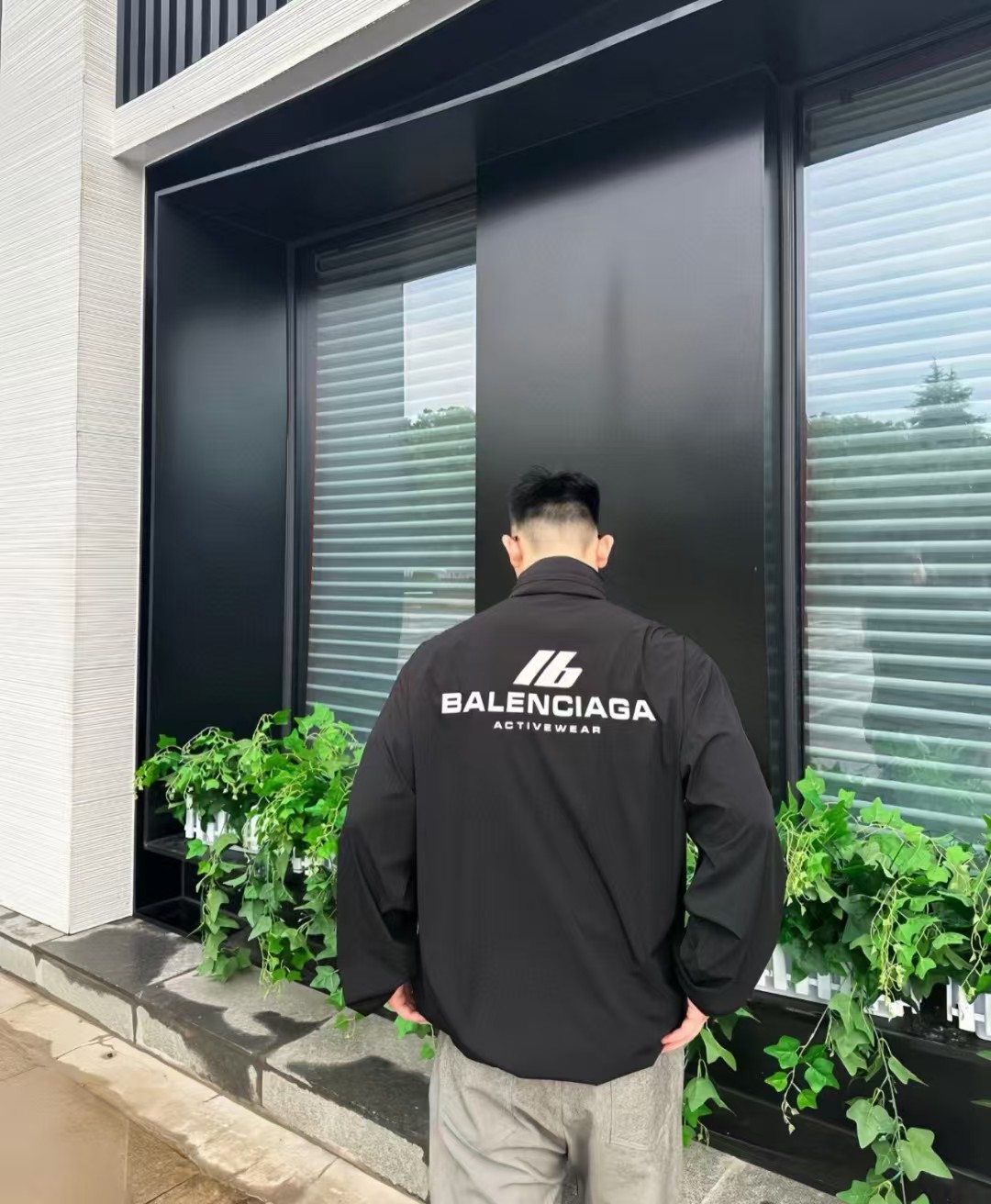 Balenciaga 24FW IB Logo Laser Reflective Print Waterproof Jacket
