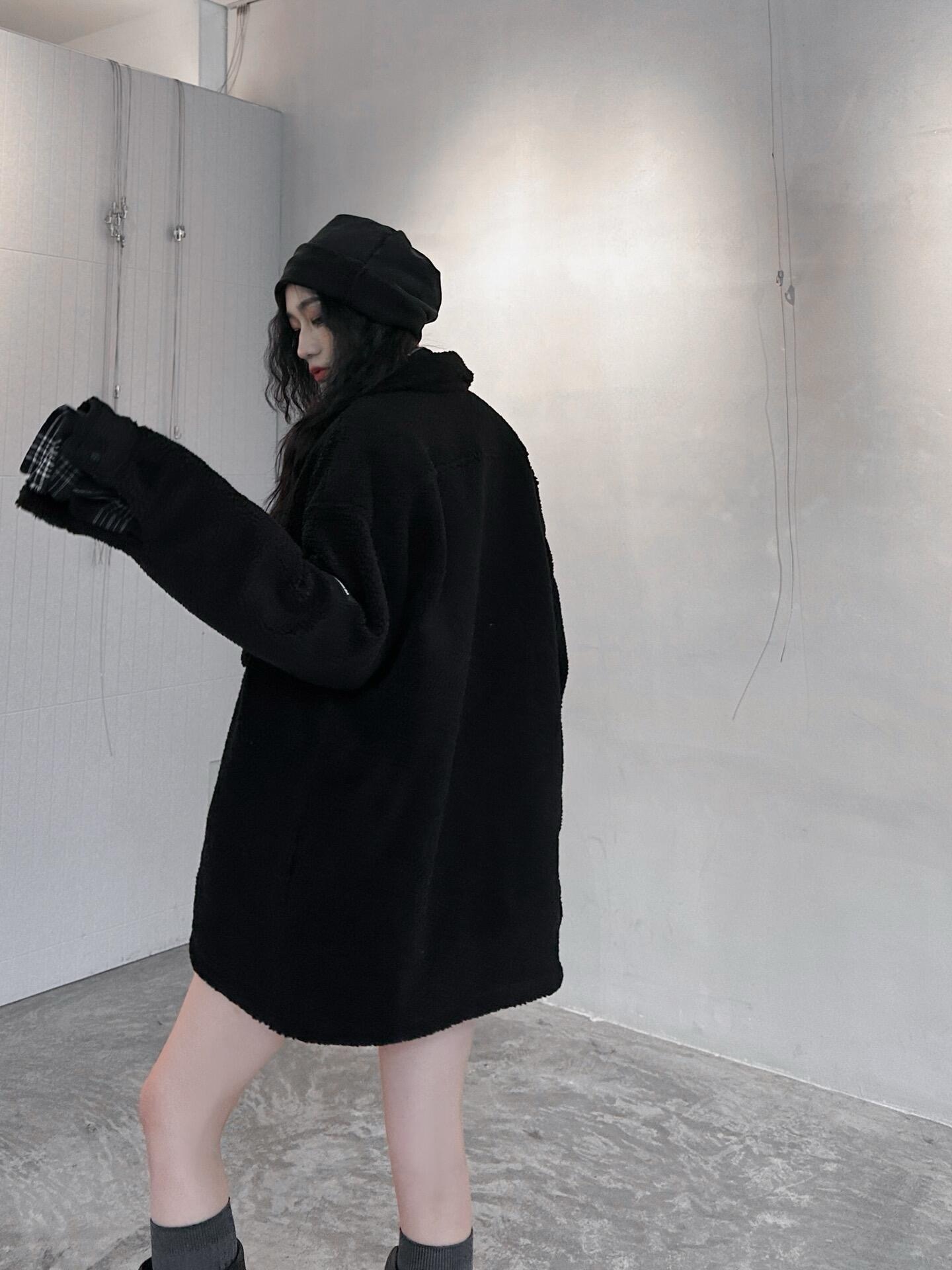 Balenciaga 24FW Lambswool Shirt-Style Quilted Jacket Black