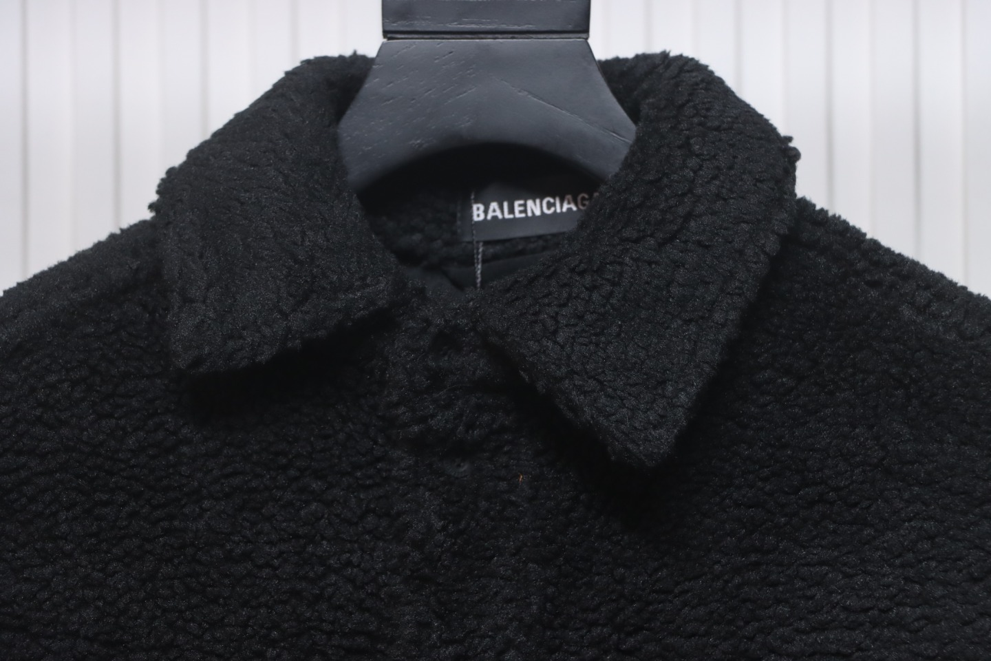 Balenciaga 24FW Lambswool Shirt-Style Quilted Jacket Black