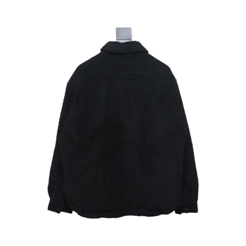 Balenciaga 24FW Lambswool Shirt-Style Quilted Jacket Black