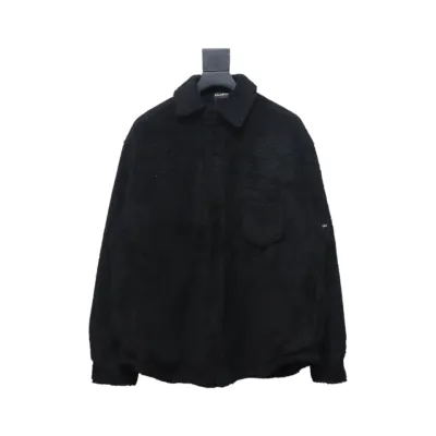 Balenciaga 24FW Lambswool Shirt-Style Quilted Jacket Black 01