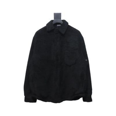 Balenciaga 24FW Lambswool Shirt-Style Quilted Jacket Black 01