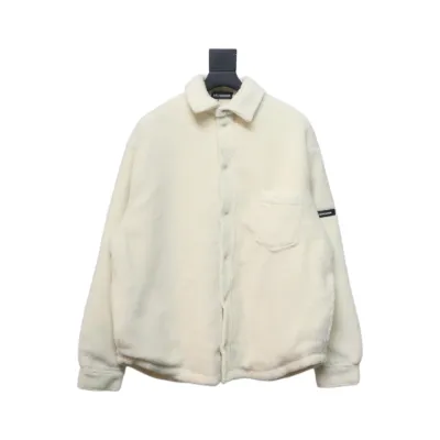 Balenciaga 24FW Lambswool Shirt-Style Quilted Jacket White 01