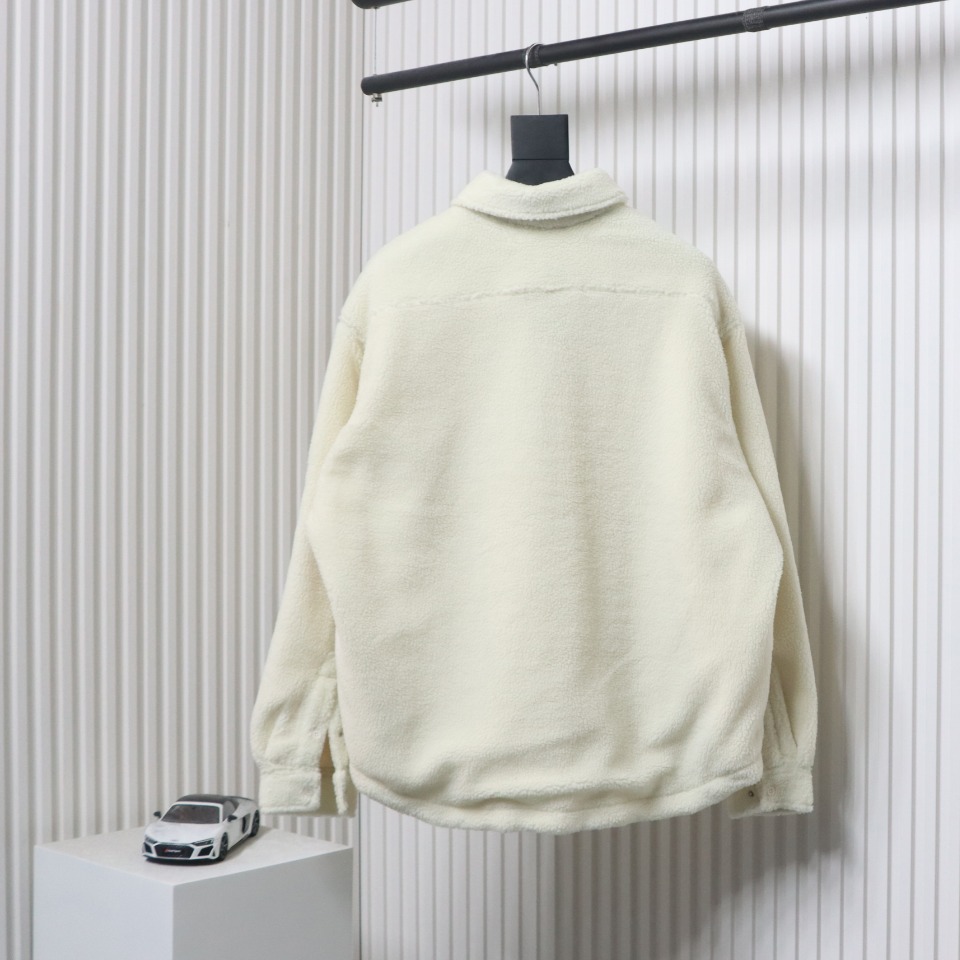 Balenciaga 24FW Lambswool Shirt-Style Quilted Jacket White