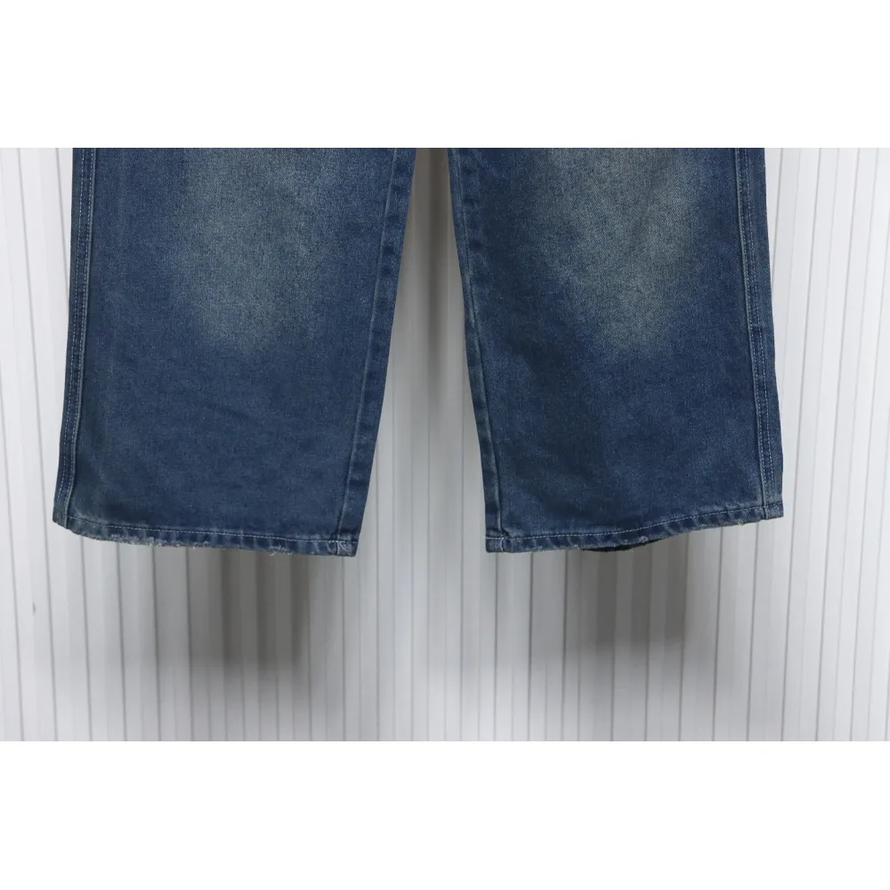 Balenciaga 24FW Paneled Wide-Leg Distressed Jeans