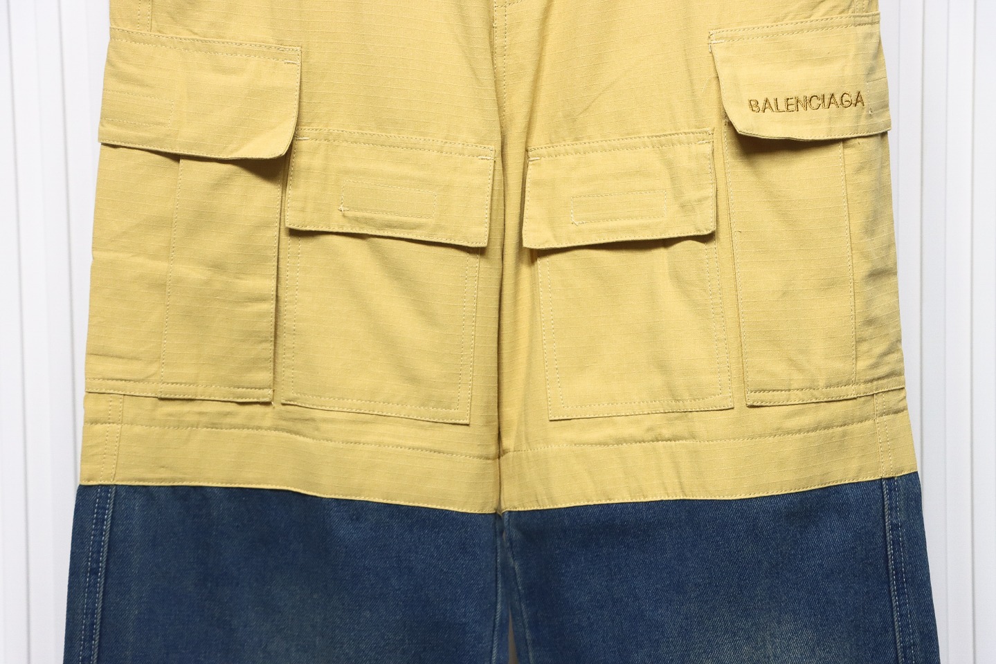 Balenciaga 24FW Paneled Wide-Leg Distressed Jeans