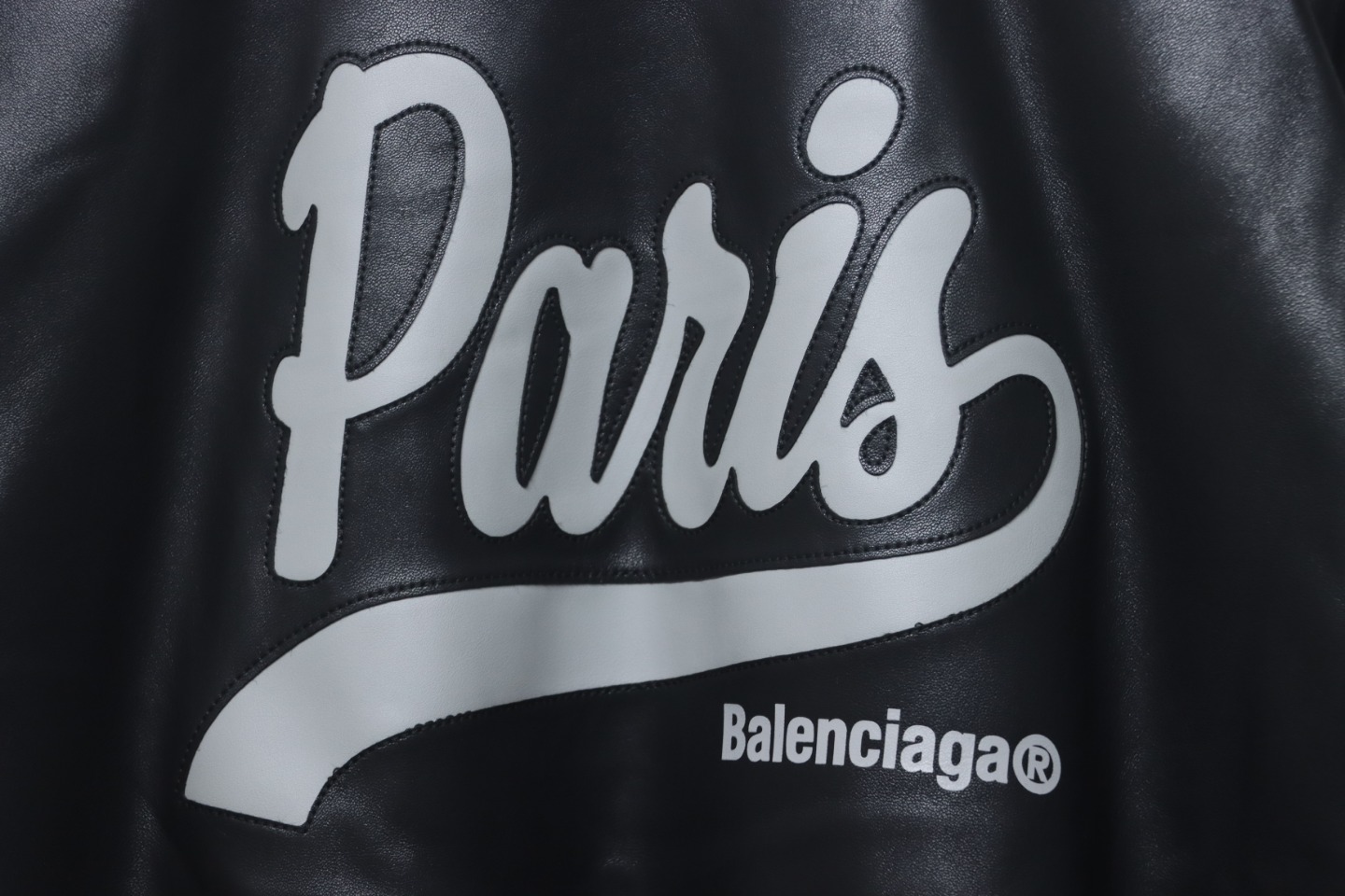 Balenciaga 24FW Paris Embroidered Leather Jacket