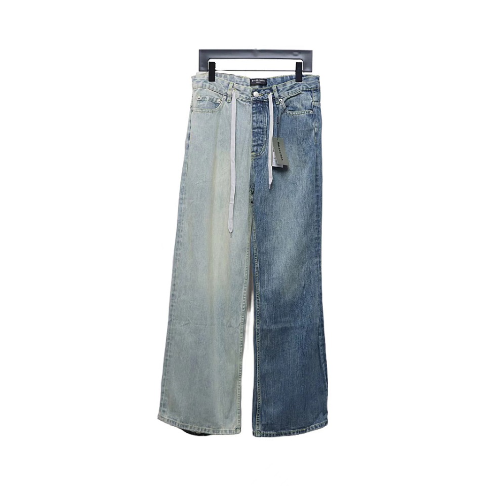 Balenciaga 24ss Autumn And Winter New Patchwork Denim Trousers