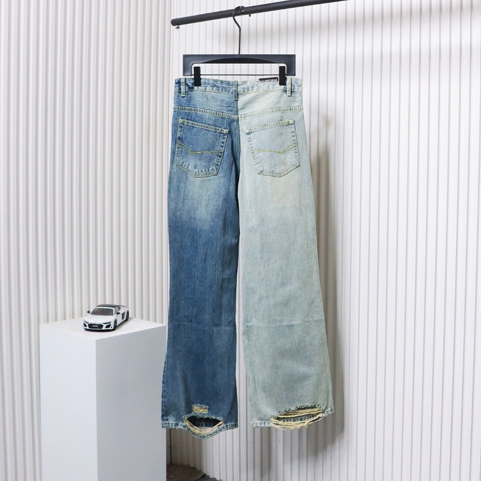 Balenciaga 24ss Autumn And Winter New Patchwork Denim Trousers