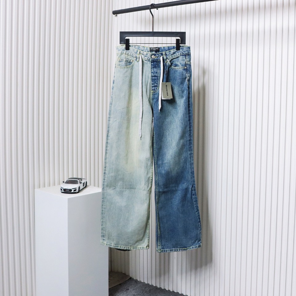 Balenciaga 24ss Autumn And Winter New Patchwork Denim Trousers