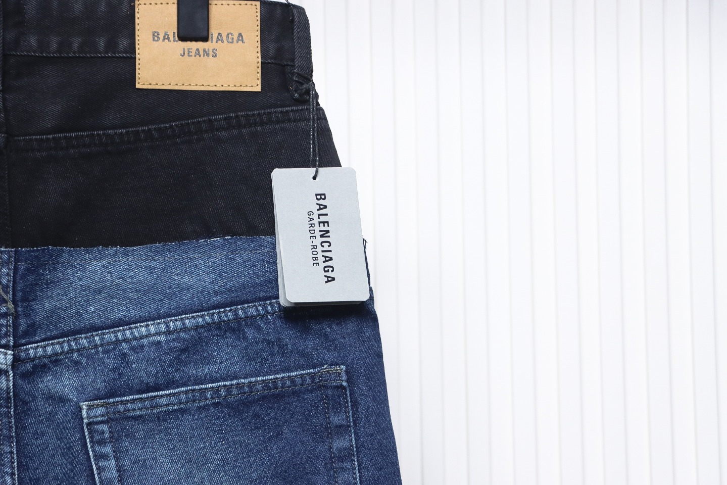 Balenciaga 24SS Black And Blue Stitched Ripped Denim Pants