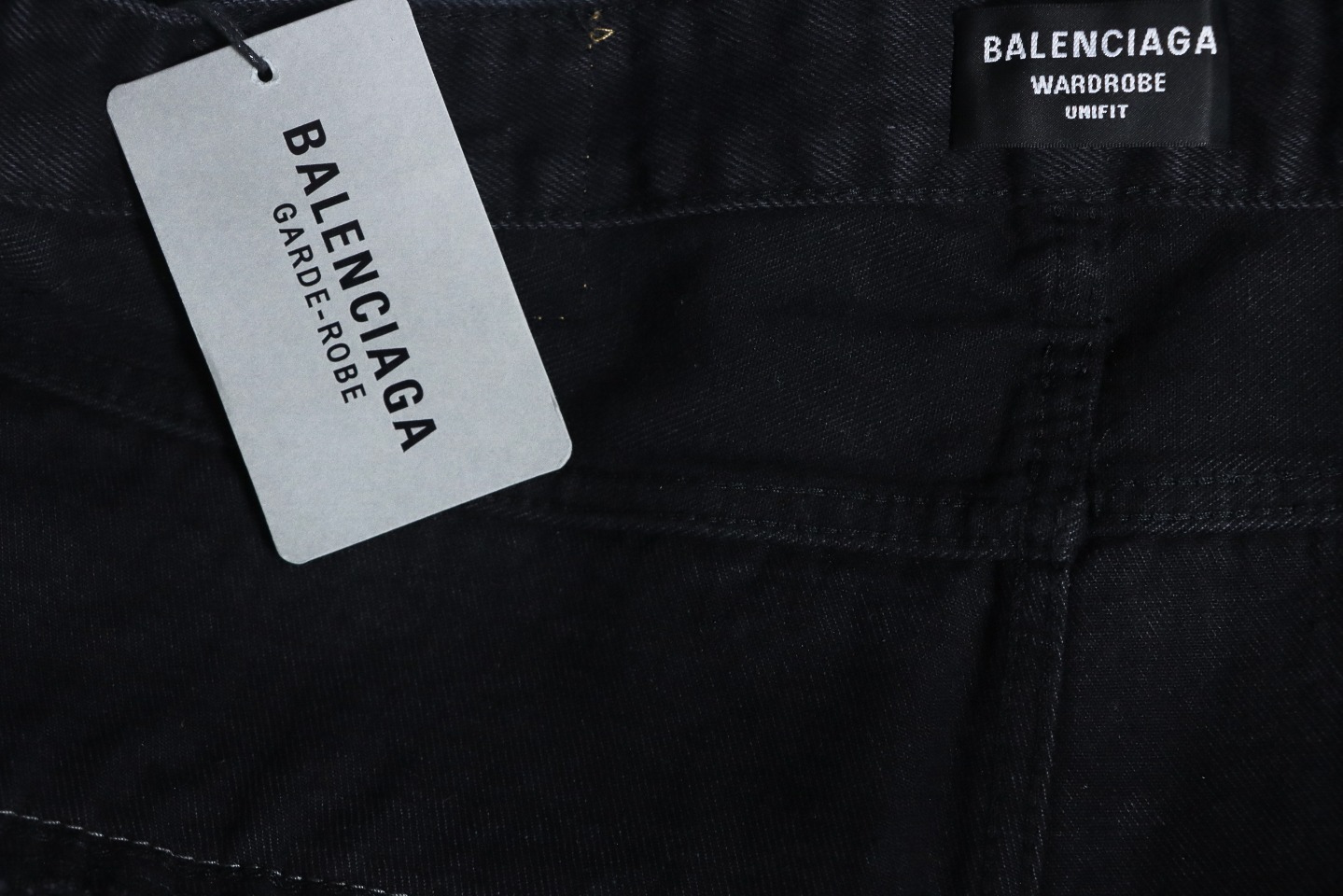 Balenciaga 24SS Black And Blue Stitched Ripped Denim Pants