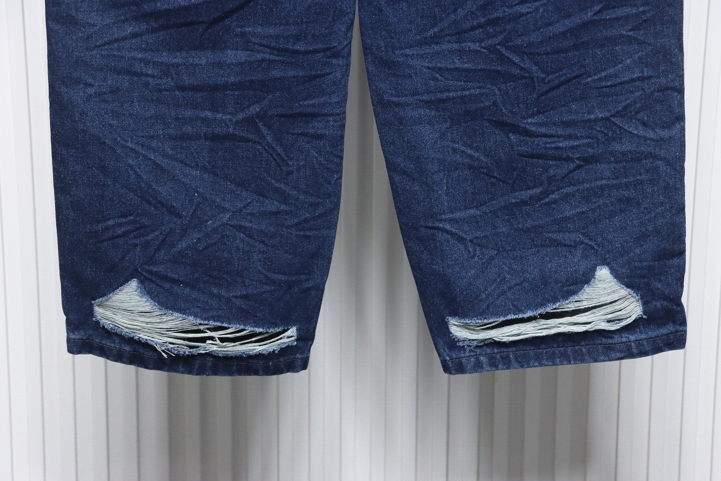 Balenciaga 24SS Black And Blue Stitched Ripped Denim Pants