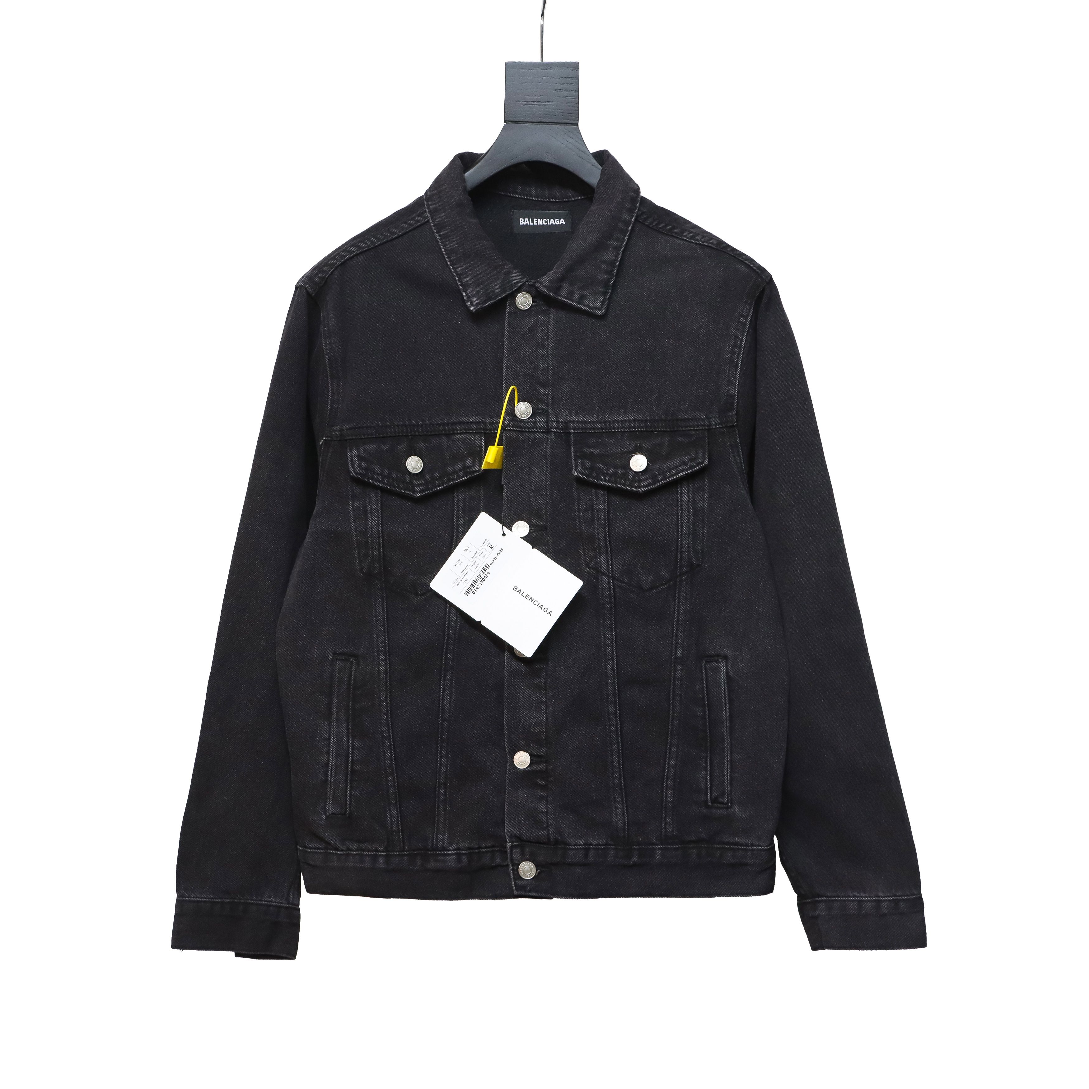 Balenciaga 24SS Double B Graffiti White Ink Splash Denim Jacket