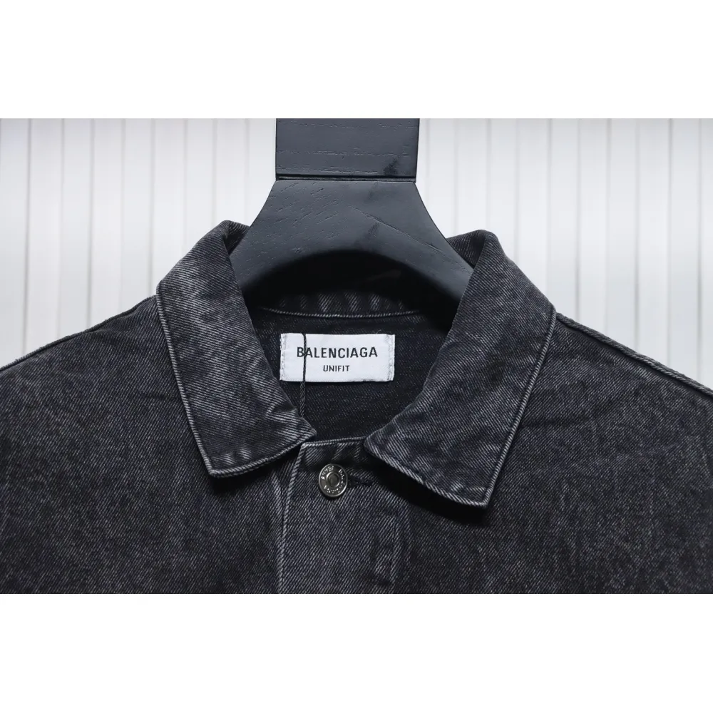 Balenciaga 24ss Letter Hot Rhinestone Washed Denim Jacket