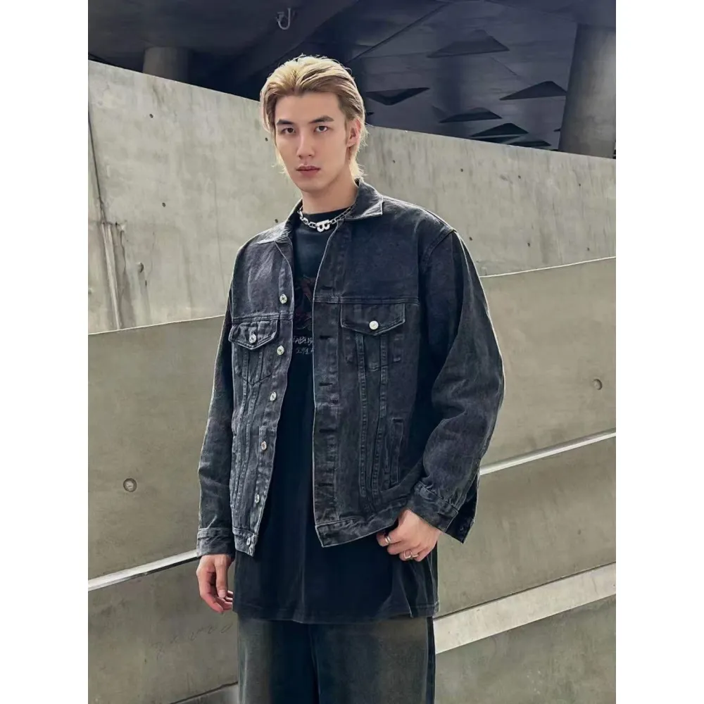 Balenciaga 24ss Letter Hot Rhinestone Washed Denim Jacket