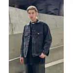 Balenciaga 24ss Letter Hot Rhinestone Washed Denim Jacket