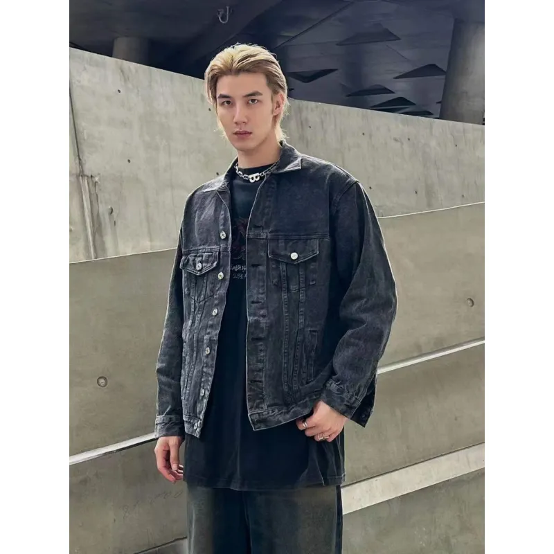 Balenciaga 24ss Letter Hot Rhinestone Washed Denim Jacket