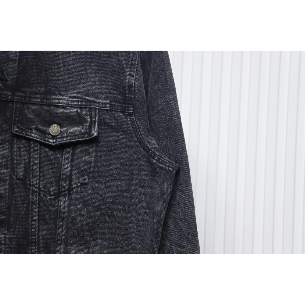 Balenciaga 24ss Letter Hot Rhinestone Washed Denim Jacket