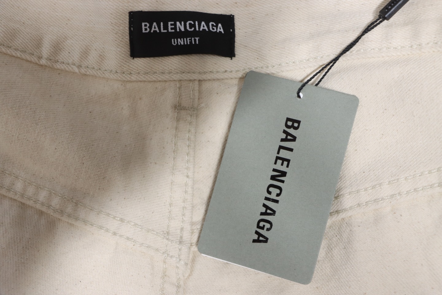Balenciaga 24SS New Summer Scimitar Hand-Painted Ink Trousers White