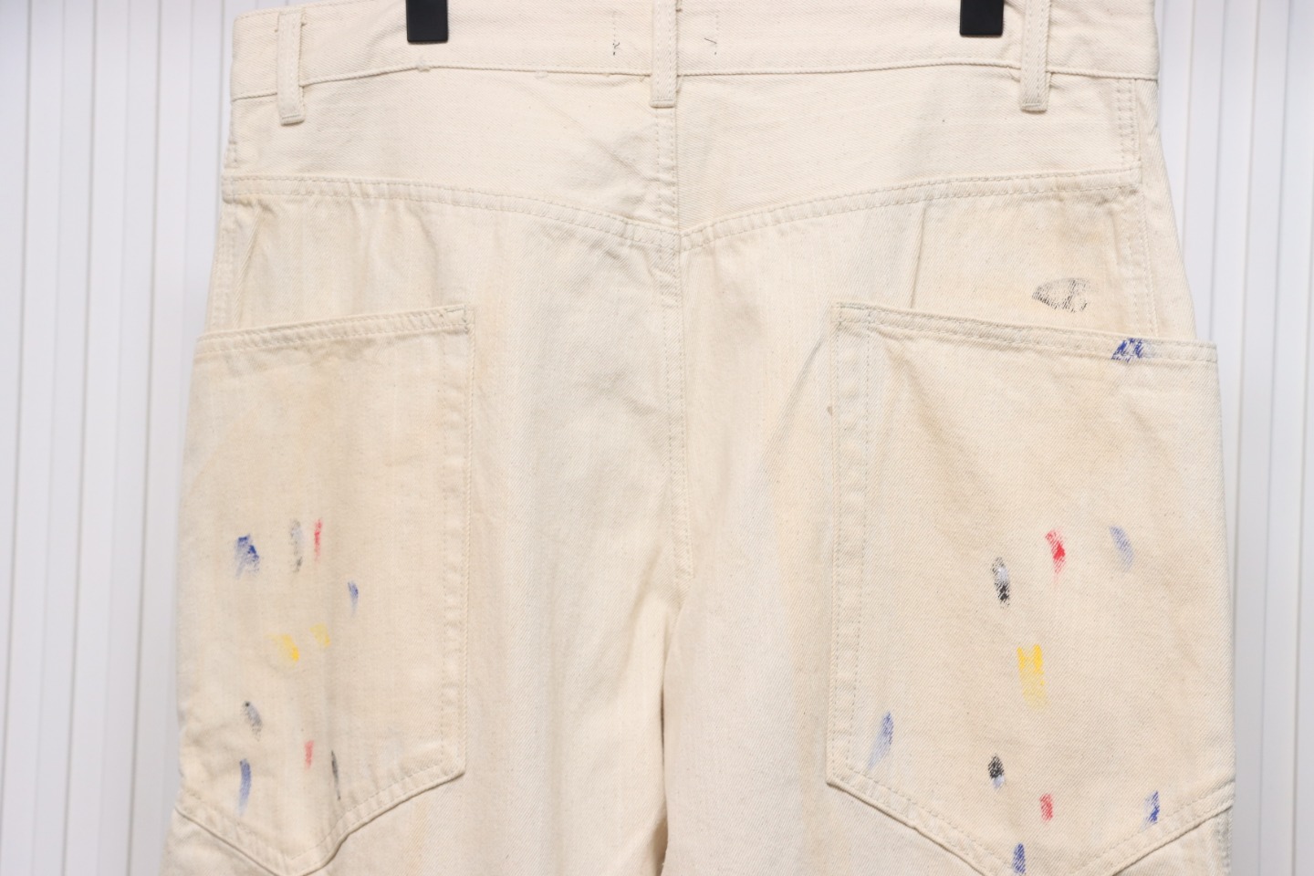 Balenciaga 24SS New Summer Scimitar Hand-Painted Ink Trousers White