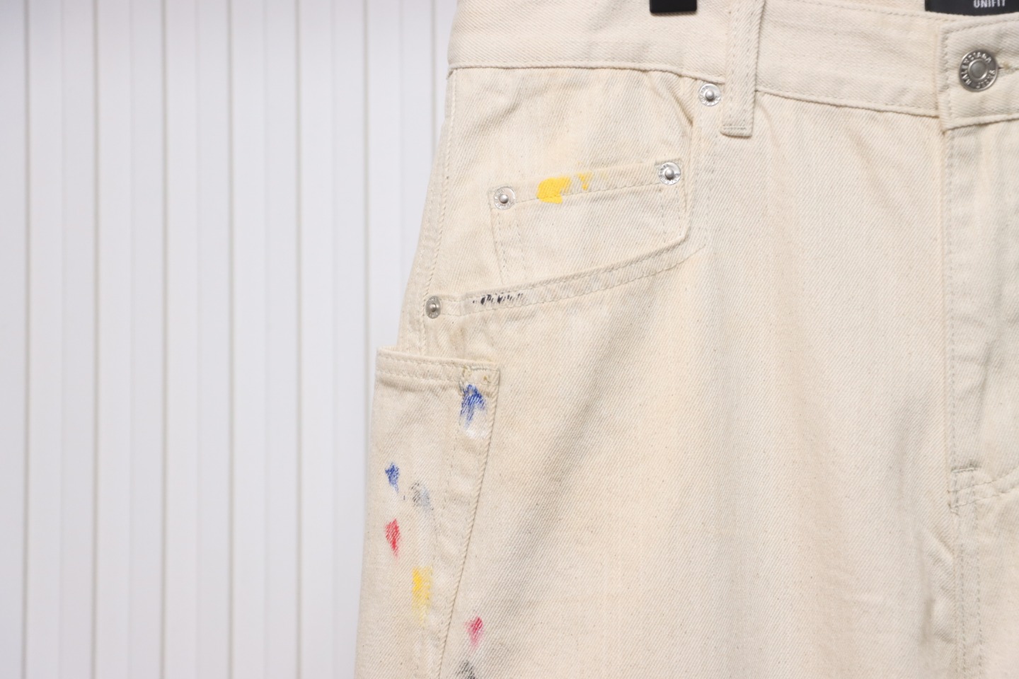 Balenciaga 24SS New Summer Scimitar Hand-Painted Ink Trousers White