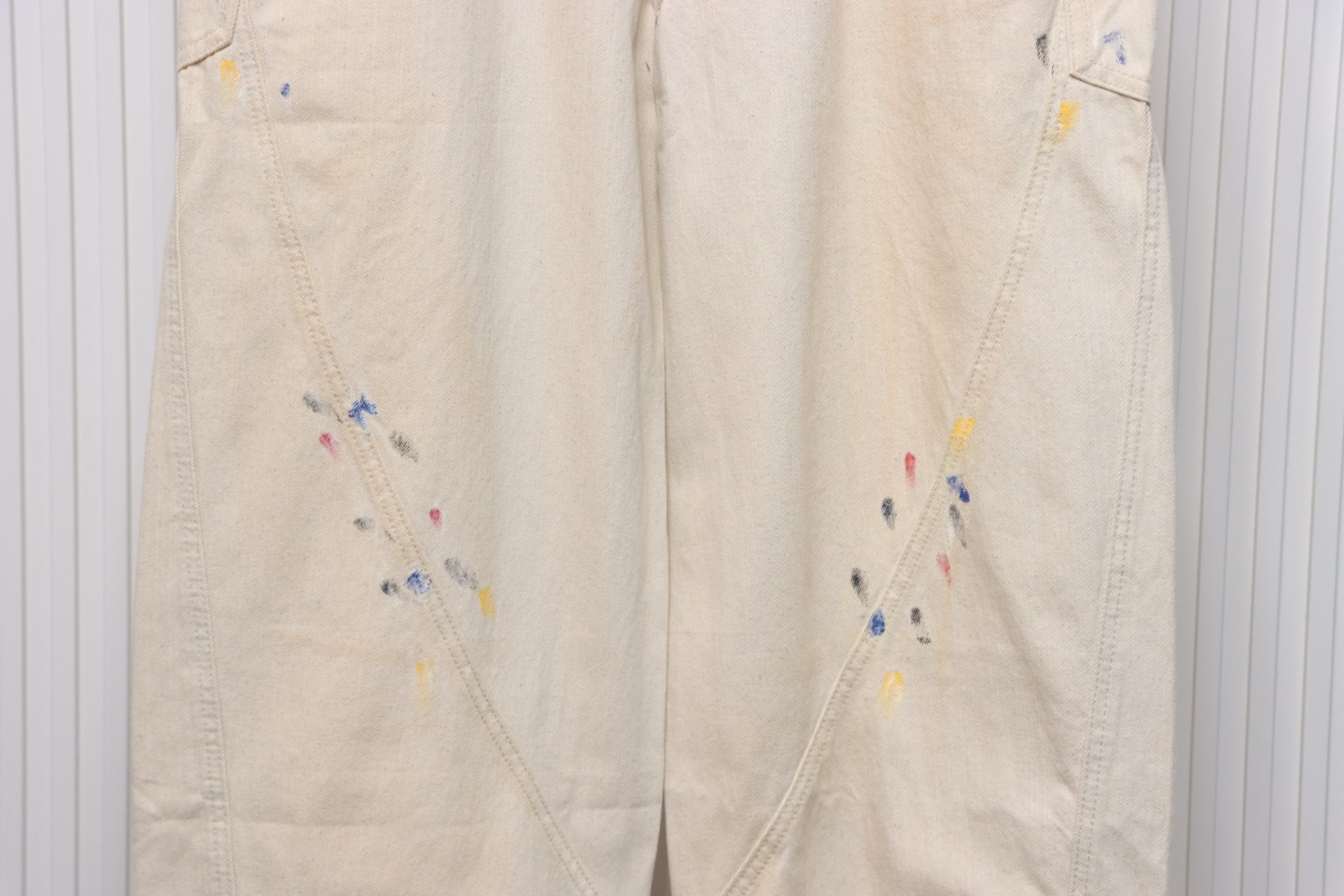Balenciaga 24SS New Summer Scimitar Hand-Painted Ink Trousers White