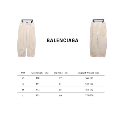 Balenciaga 24SS New Summer Scimitar Hand-Painted Ink Trousers White 02