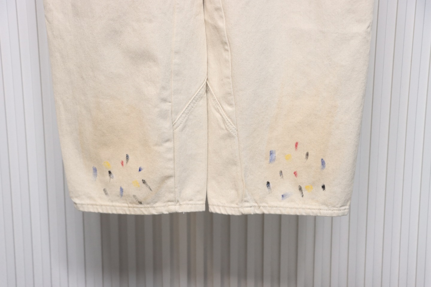 Balenciaga 24SS New Summer Scimitar Hand-Painted Ink Trousers White